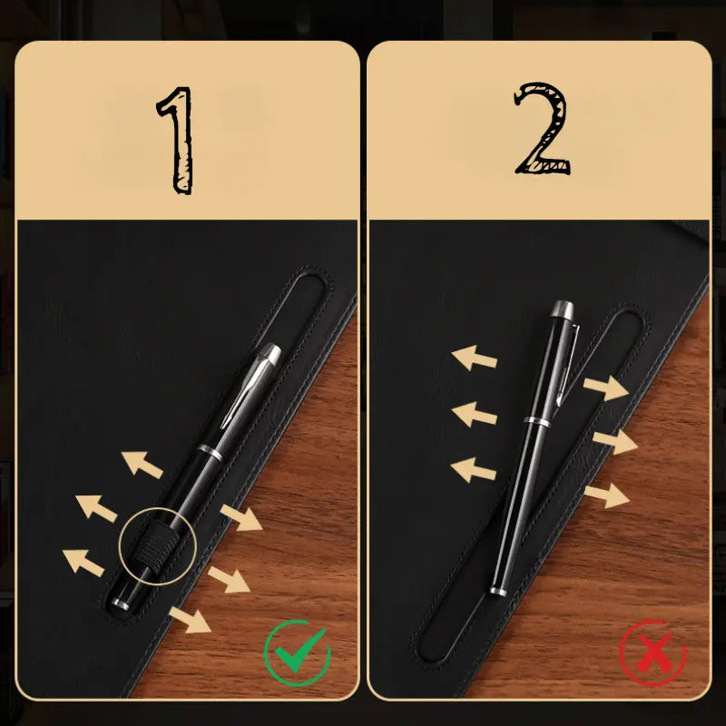 NJ PU Leather Magnetic Clipboard & Document Holder for Business Meetings 33x25 cm: BLACK