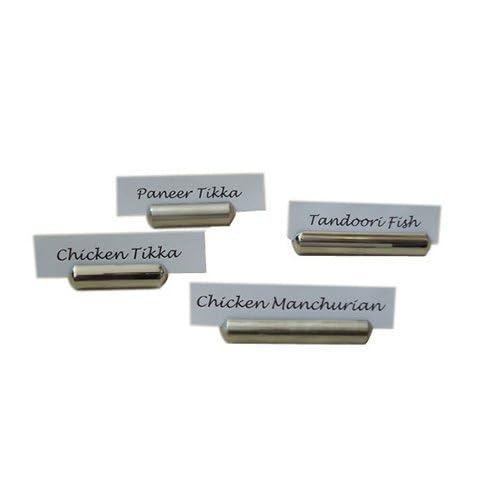 NJ Bullet Menu Card Holder, Menu Holders, Stainless Steel Photo/Picture Holders, Conference Name Card Stand, Buffet menu Card Holder: 6 Pcs Set