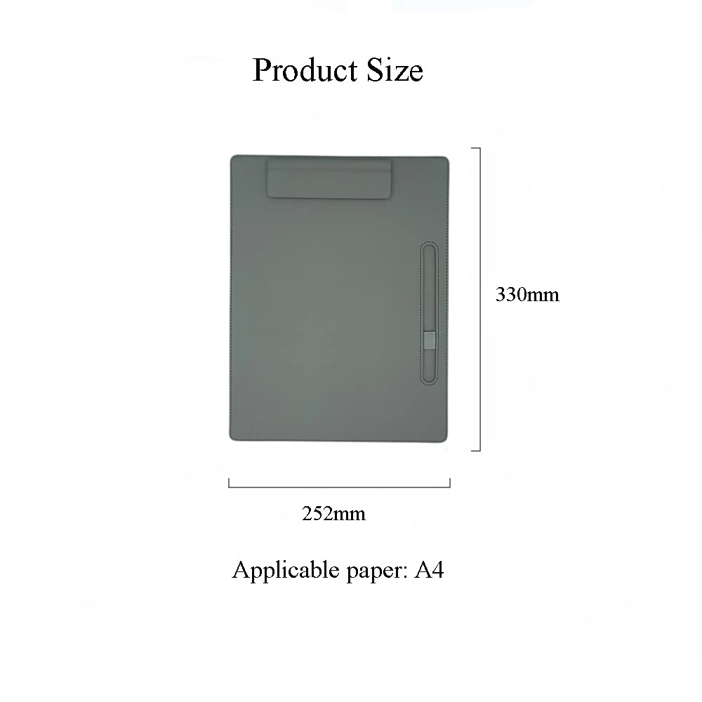 NJ PU Leather Magnetic Clipboard & Document Holder for Business Meetings 33x25 cm: GREY