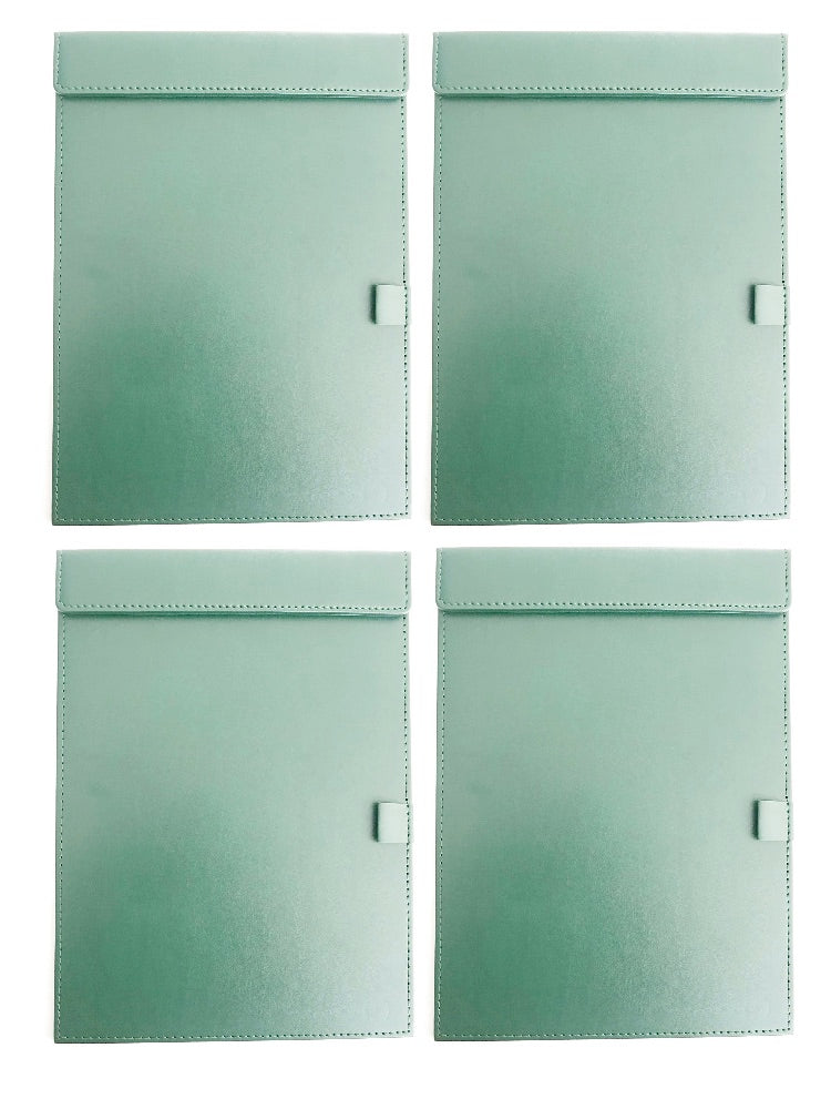 NJ Ultra Smooth PU Leather Clipboard, Business Meeting Magnetic Writing Pad with Pen Holder: Green