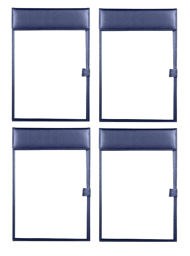 NJ Ultra Smooth PU Leather Clipboard, Business Meeting Magnetic Writing Pad with Pen Holder: BLUE