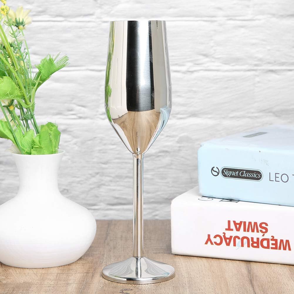 Champagne Flute, Stainless Steel Unbreakable Wine Glass, Wine Goblet, Shatterproof Drinking Cups for Bar and Home Party