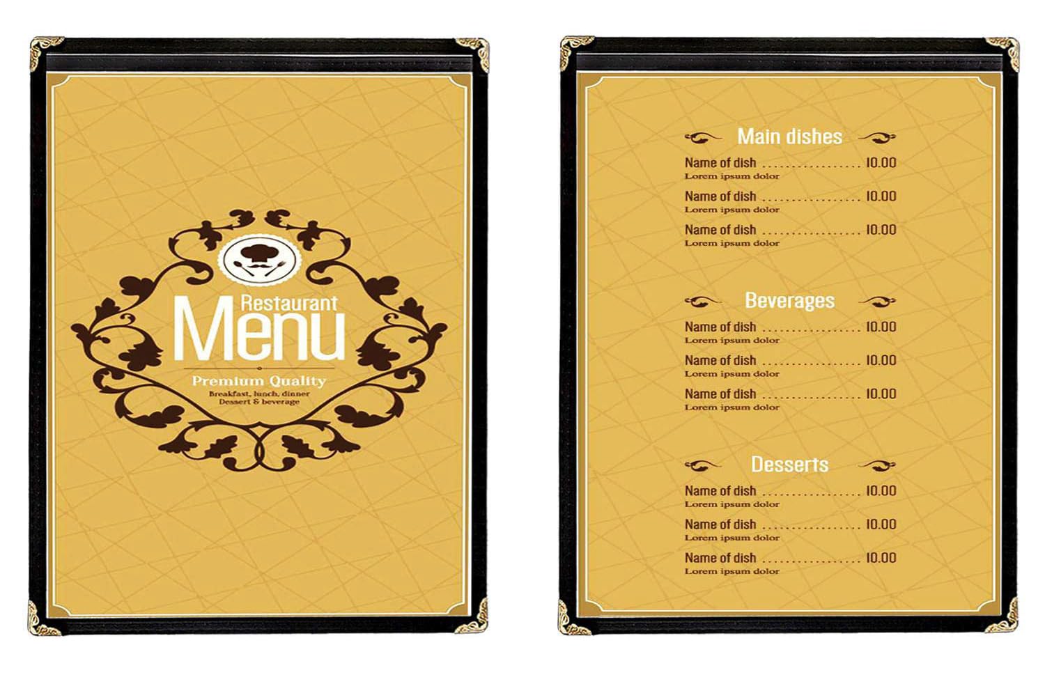 NJ Clear Transparent PVC Menu Cover : 2 View