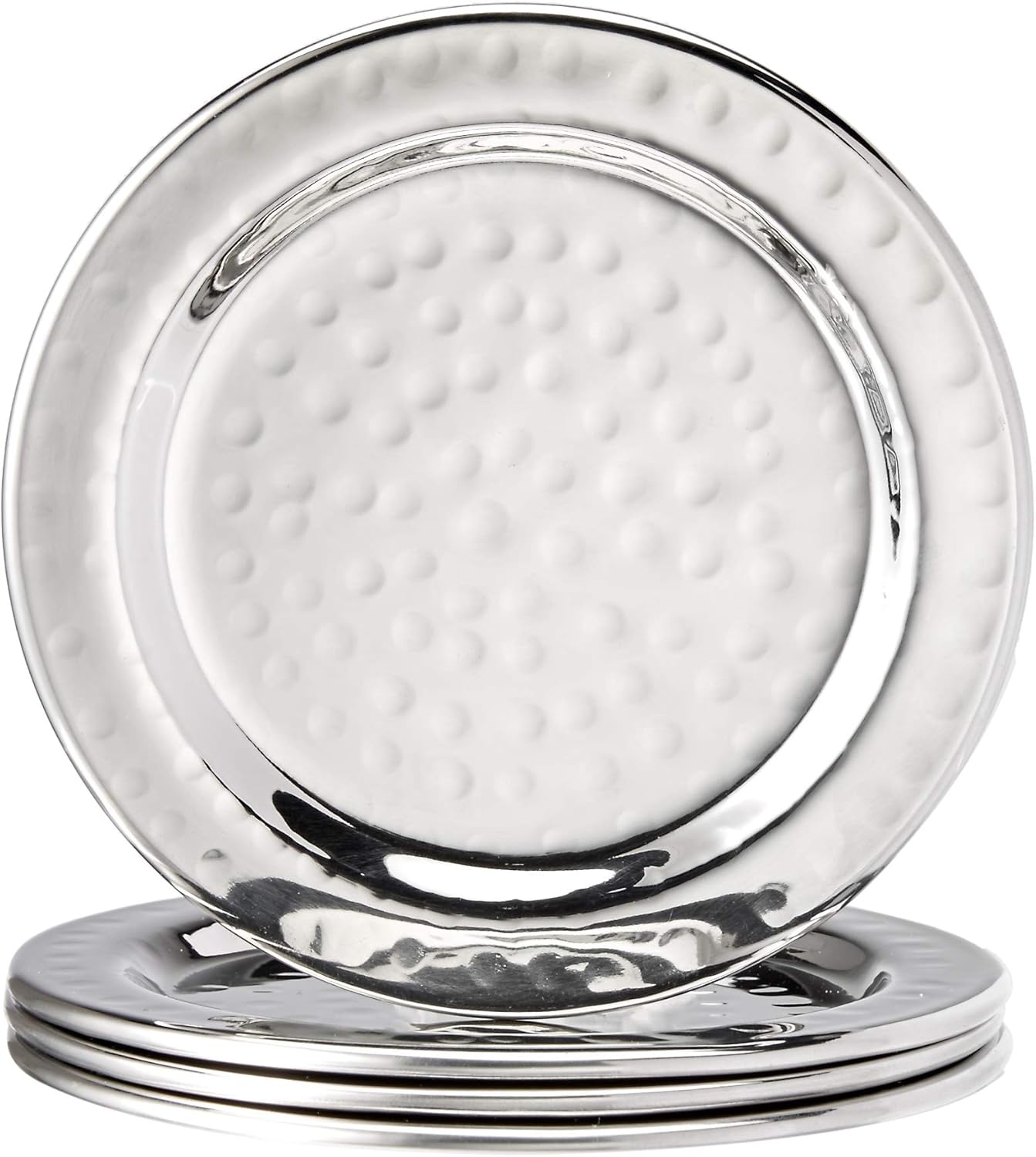 NJ Stainless Steel Hammered Drink Coasters Set of 6, Lightweight Table Protection for Hot and Cold Drinks: 6 Pcs Set