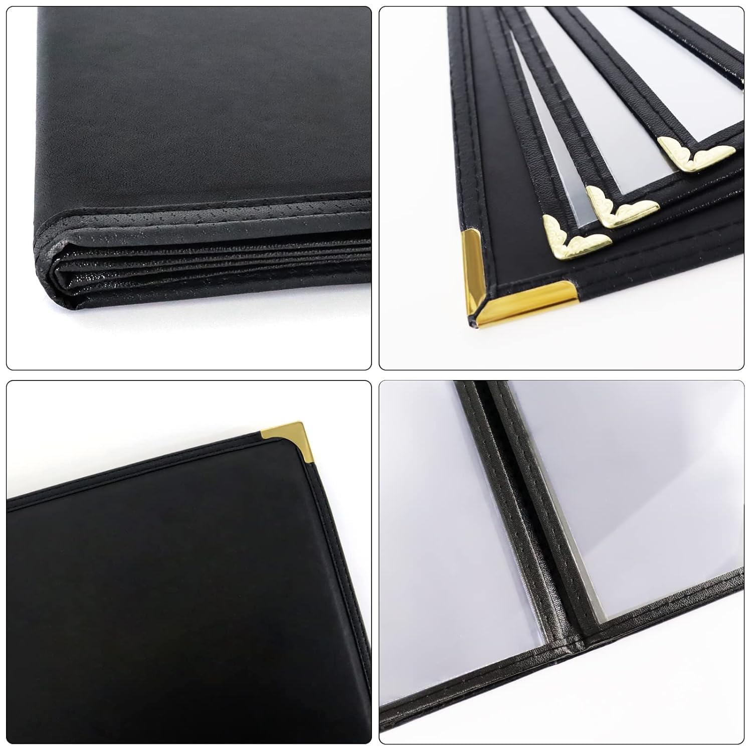 NJ Premium Transparent PVC Menu with Leather Cover - 10 View
