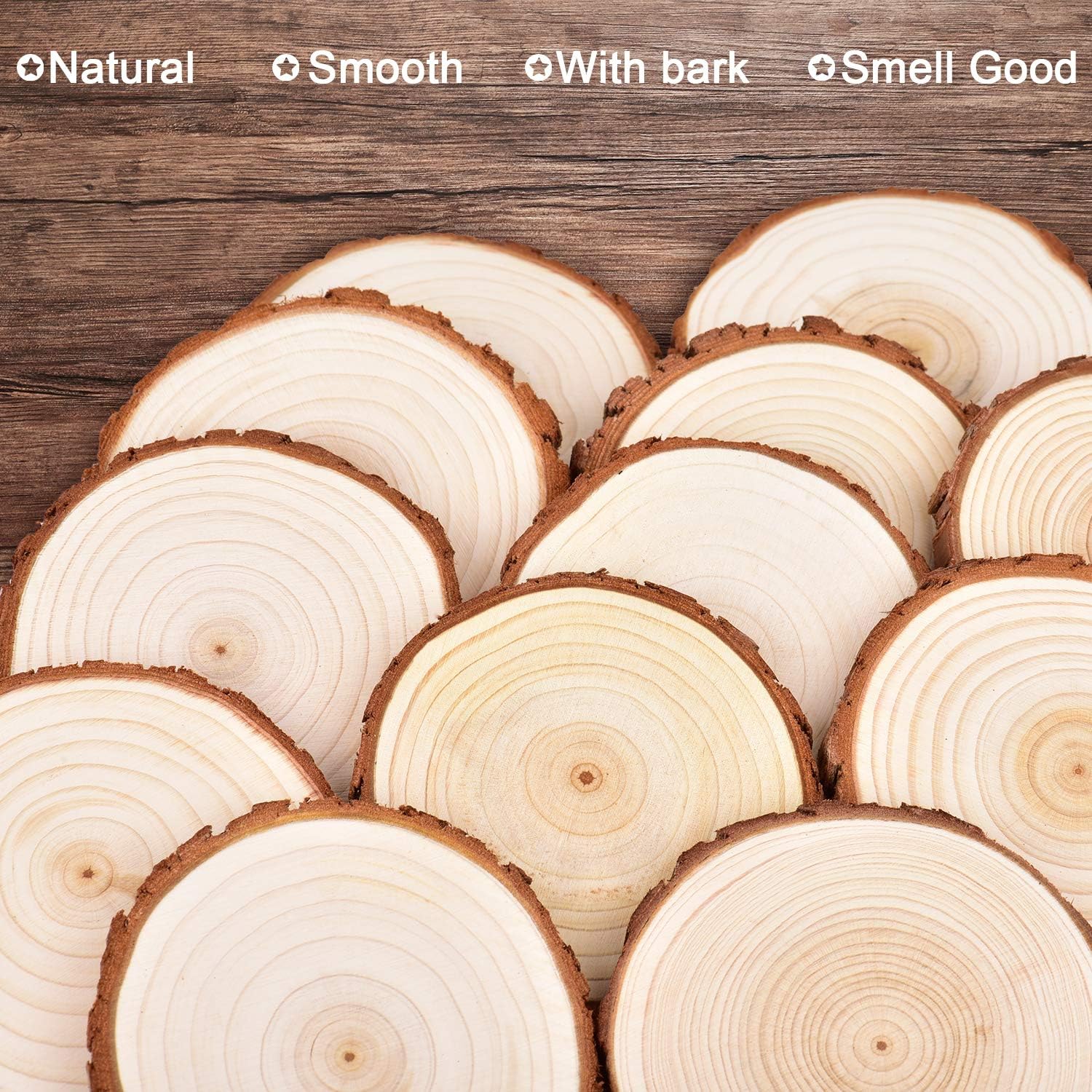 NJ Natural Wooden Log Coaster/Slices with Bark β 3 inch Wood Craft kit, DIY Crafts Coasters Christmas Rustic Wedding Decorations Wooden Handcrafted Coffee Coasters: 12 Pcs