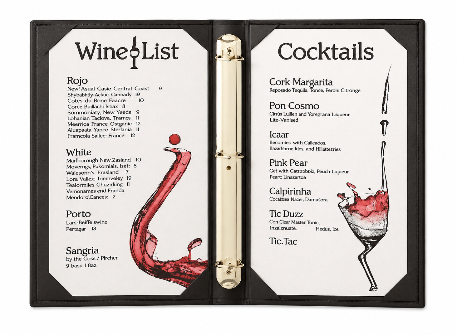 NJ Leather Book Style Double Fold Panel Menu Cover Folder, Restaurant Menu Covers: A4 Size
