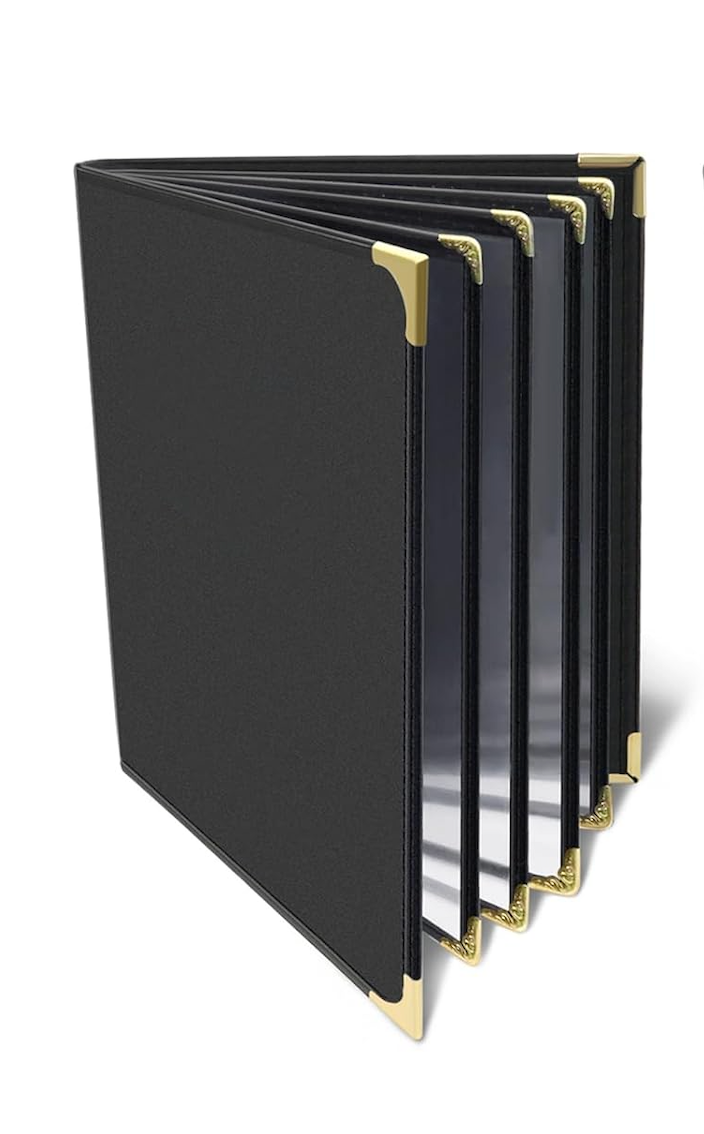 NJ Premium Transparent PVC Menu with Leather Cover - 10 View