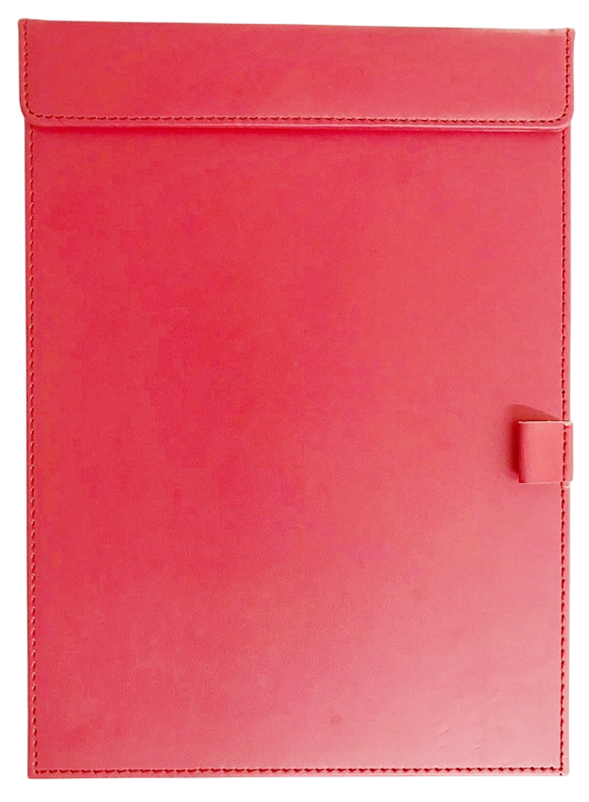 NJ Ultra Smooth PU Leather Clipboard, Business Meeting Magnetic Writing Pad with Pen Holder: A4 RED