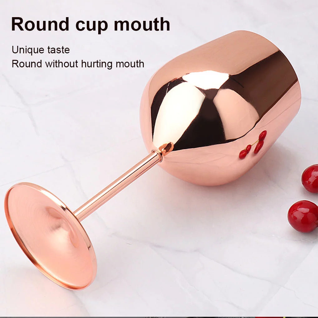 Stainless Steel Stemmed Wine Glasses: Copper Finish