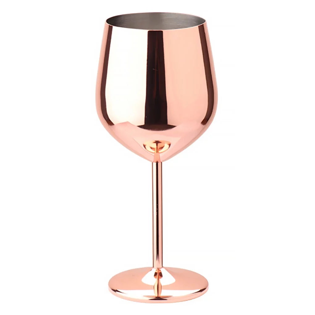 Stainless Steel Stemmed Wine Glasses: Copper Finish