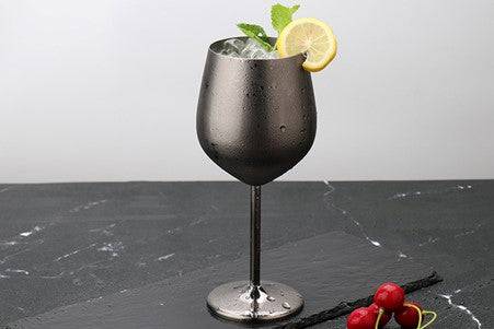 Stainless Steel Wine Glasses - Unbreakable Goblets: Black Finish