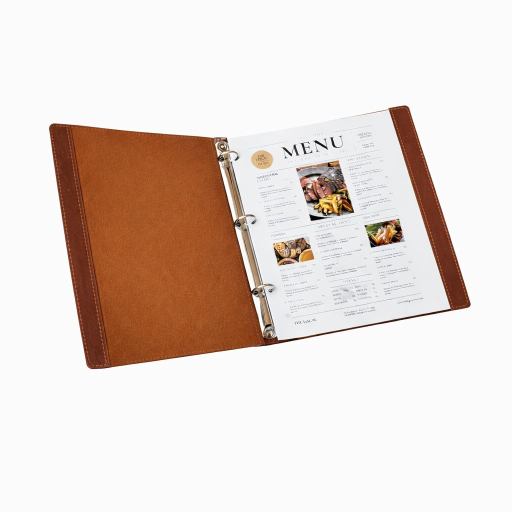 NJ Premium Restaurant Leather Menu Cover Holder 9x12" Inches with Binder