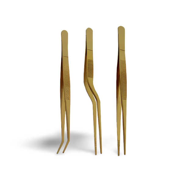 NJ Golden Stylish Cooking Culinary Chef Food Tweezers 6.3 Inches