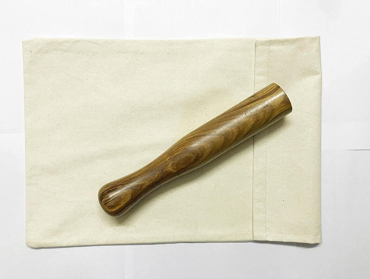 NJ Canvas Ice Bag Crushed (13.5x9.5 Inches) Bartender Kit Bar Tools Accessory Reusable Canvas Bag for Crushed Ice Dried with Mallet Professional Bartender Kit Ice Crusher with Muddler (9.5 Inches)