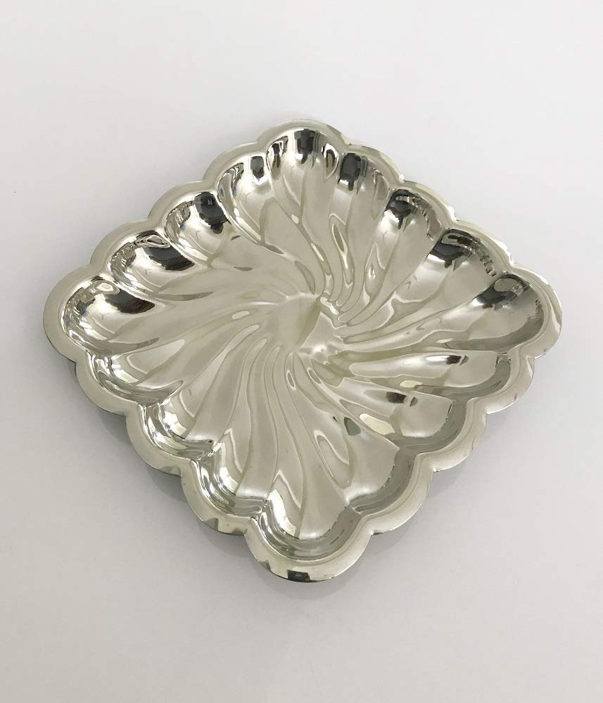 NJ Designer Salad Server Plate Tray Platter Dish, Dry Fruit Platter, Appetizer or Starter Platter, Designer Tray for Home Restaurant Use: 21 x 21 cm