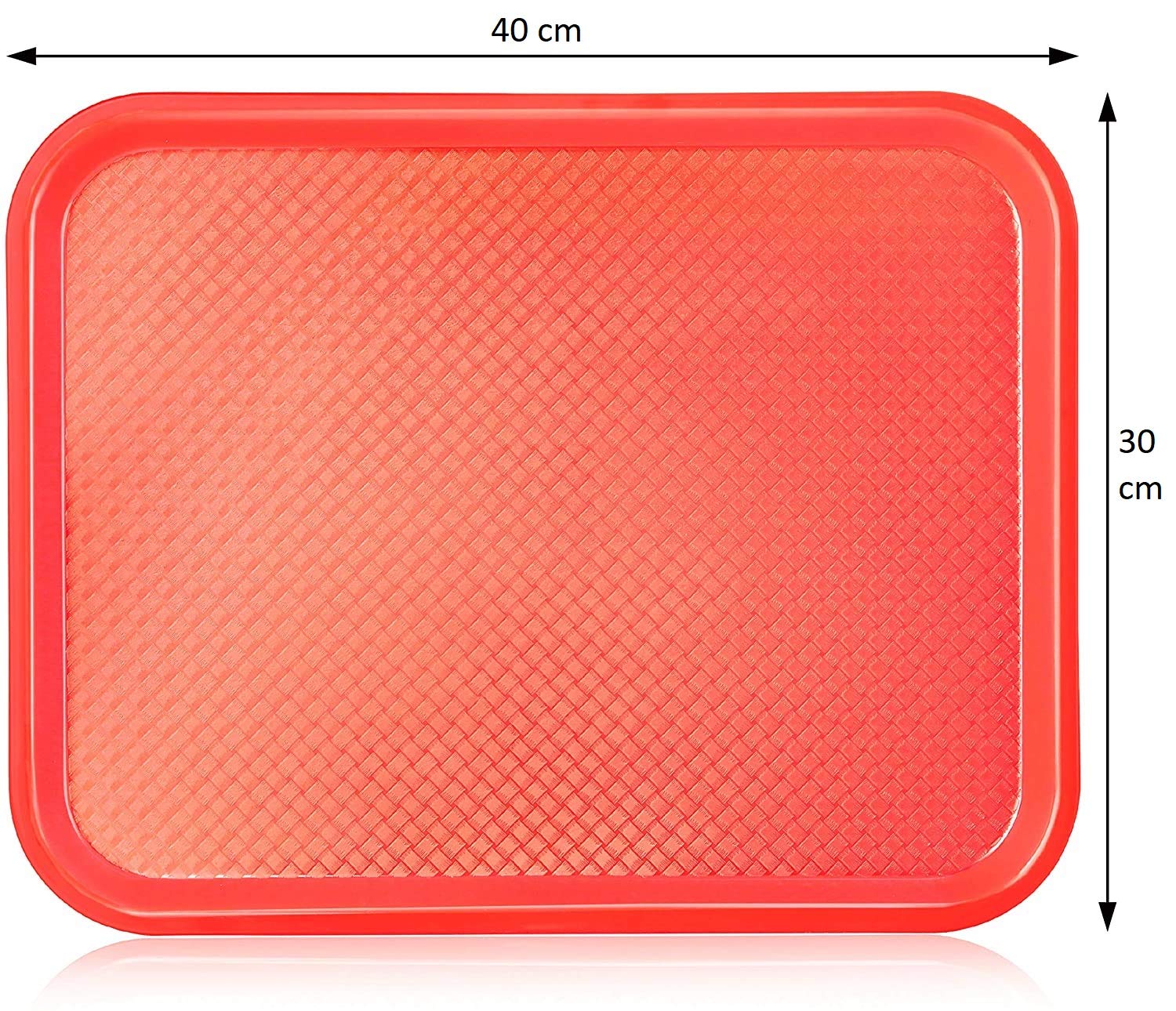 NJ Rectangular Plastic Serving Tray, Red Color Anti Skid Tray for Restaurant, Home and Hotel use : 2 Pcs Set