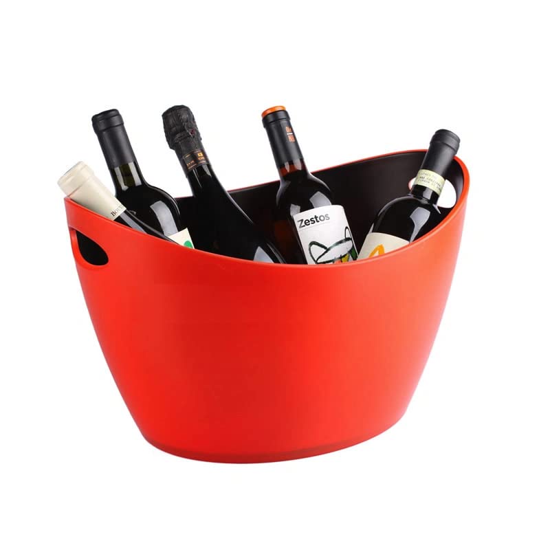 NJ Red Ice Bucket,Beverage Bucket, Ice Buckets for Parties,Ice Buckets for Bar, Party tub，Ice Bucket for Cocktail Home & Bar : 1 Pc.