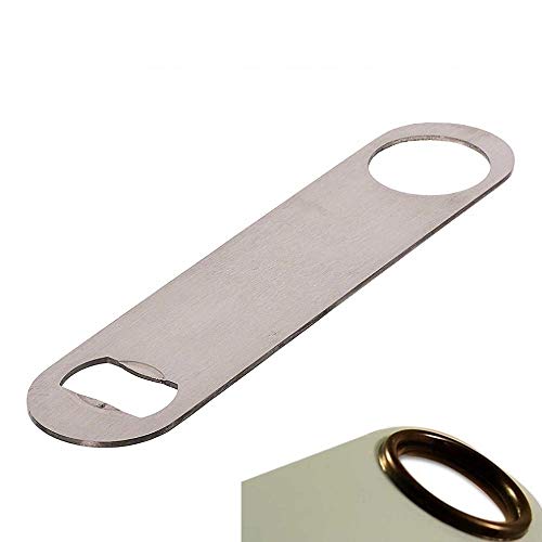 NJ Premium Bottle Opener, 7 Inch Heavy Duty 2 mm Thick Stainless Steel Bar Blade, Speed Opener, Beer Bottle Opener, Opener for Kitchen, Bar or Restaurant, Free Spinner Ring: 1 Pc.