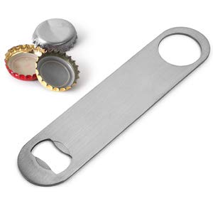 NJ Premium Bottle Opener, 7 Inch Heavy Duty 2 mm Thick Stainless Steel Bar Blade, Speed Opener, Beer Bottle Opener, Opener for Kitchen, Bar or Restaurant, Free Spinner Ring: 1 Pc.