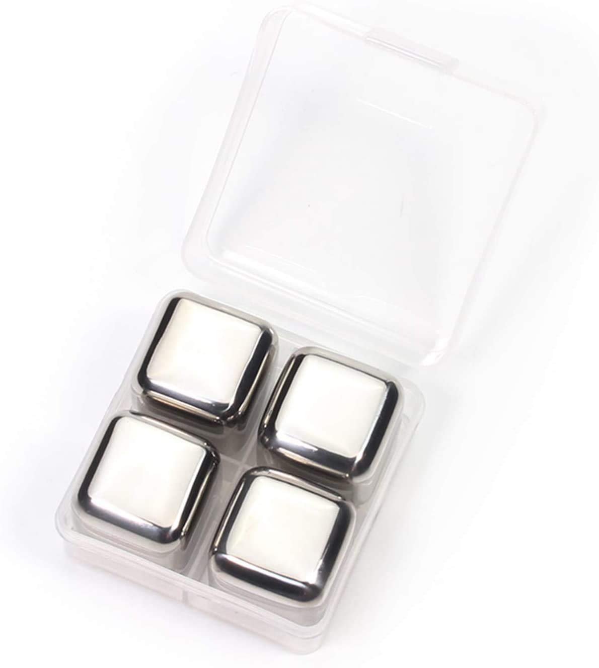 NJ Reusable Stainless Steel Whiskey Stones or Ice Cubes, Set of 4 Ice Cubes