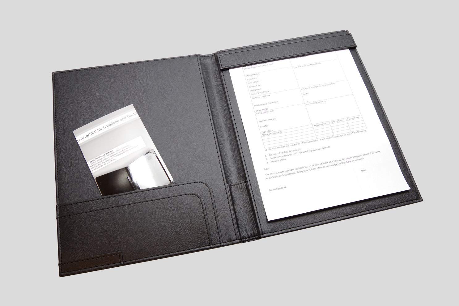NJ Smooth Check-in Folder for Hotel Reception VIP folders, Guest Folder, Conference Folder, Meeting Folder, Hotel Room Folder: Black