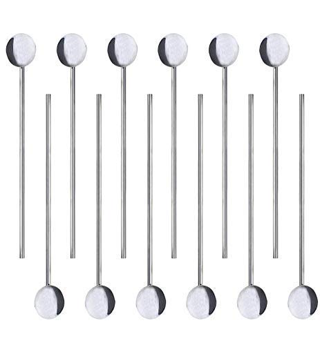NJ Stainless Steel Straw Cum Spoon, Food Grade Drinking Straws Stirrer, Reusable Stainless Steel Drinking Straws with Cleaning Brush- 12 Pcs Pack