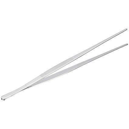 NJ Barbecue Kitchen Hand Tool, Kitchen Tweezers, Silver Stainless Steel Food Tongs, Straight Tweezers BBQ Accessories, Straight Seaweed Sushi Food Tongs Kitchen Tool : 12 Inches