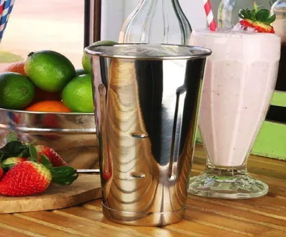 NJ Stainless Steel 600 ml Malt Cup, Milkshake Cup, Blender Cup, Cocktail Mixing Cup, Stainless Steel, Commercial Grade