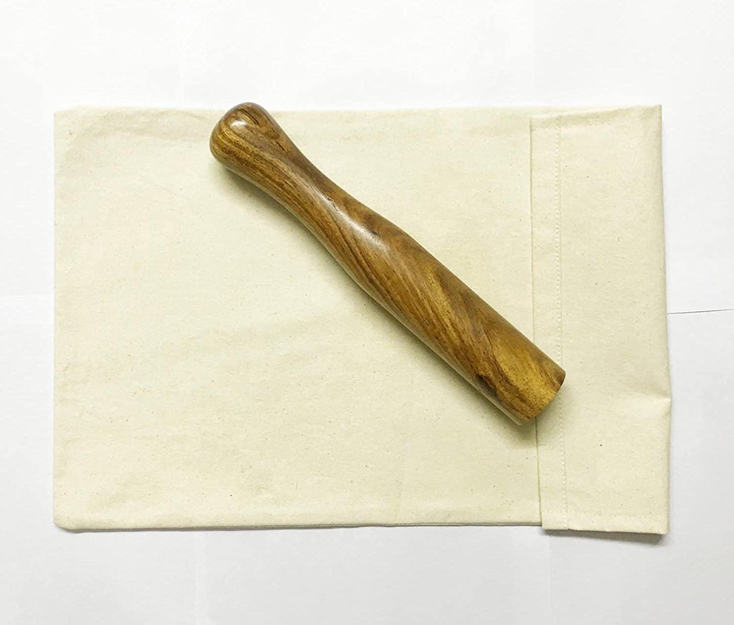 NJ Canvas Ice Bag Crushed (13.5x9.5 Inches) Bartender Kit Bar Tools Accessory Reusable Canvas Bag for Crushed Ice Dried with Mallet Professional Bartender Kit Ice Crusher with Muddler (9.5 Inches)