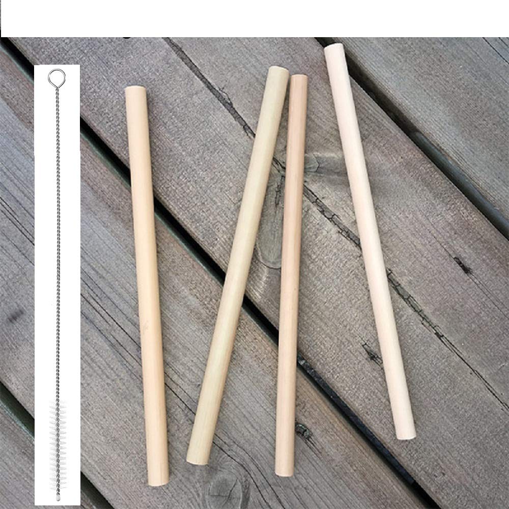 NJ Organic Bamboo Straws with Cleaning Brush 9 Inch: 4 Pcs