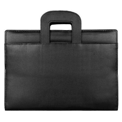 NJ Leather Zipper File Document Bag with Handle for Certificates, Document Bag with Adjustable Handles : Black