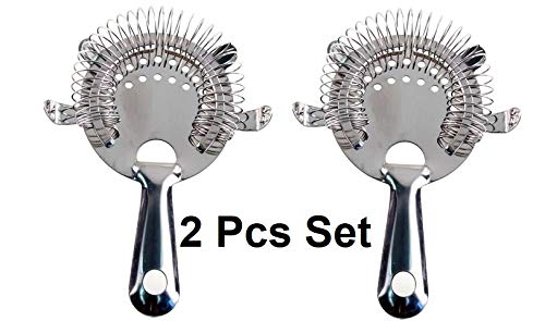 NJ Cocktail Bar Strainer, Stainless Steel Hawthorne Strainer, Commercial Quality Bartender's Supplies: 2 Pcs