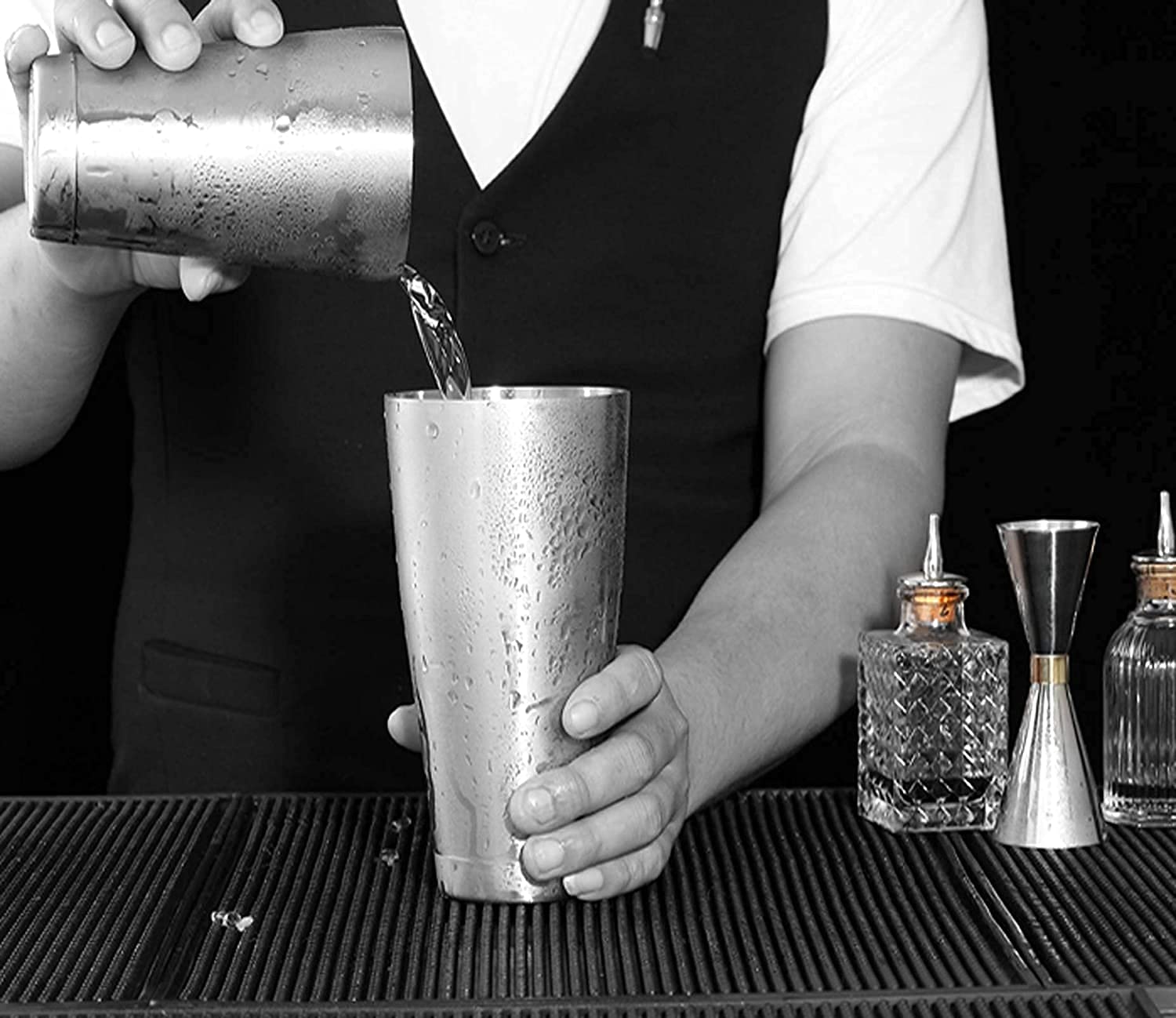 NJ Boston Cocktail Shaker, Cocktail Shaker Boston Mixing Tin Bartender Tool , Stainless Steel Shaker Bar Set for Parties, Boston Shaking Shaker Sets 540 ml and 900 ml : 12 Pcs Set