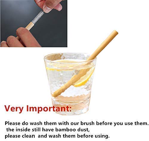 NJ Organic Bamboo Straws with Cleaning Brush 9 Inch,Biodegradable Reusable straw for Kids and Adults, Handcrafted Natural Alternative to Plastic, BPA Free Non-Toxic and No Inks Dyes Straws:24 Pcs