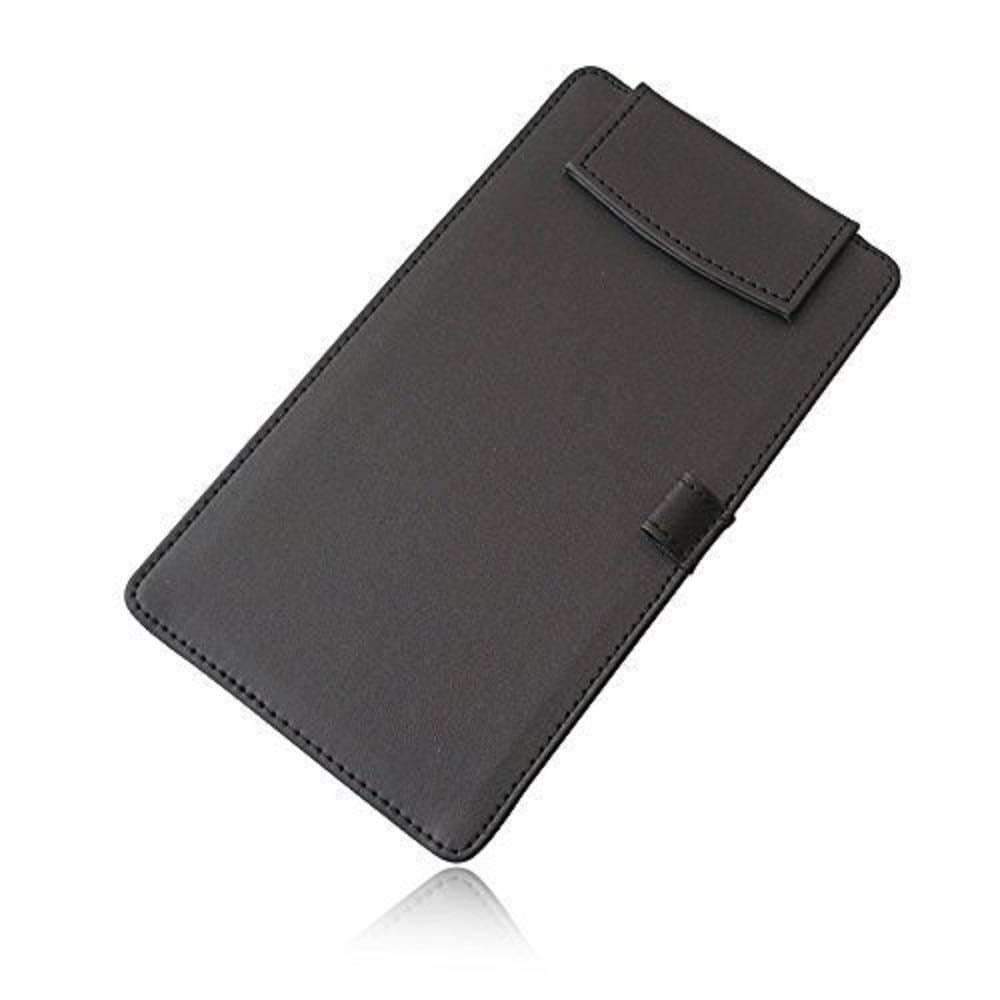 NJ Leather Clipboard Writing Pad with Pen Clip 22x12 cm : BLACK