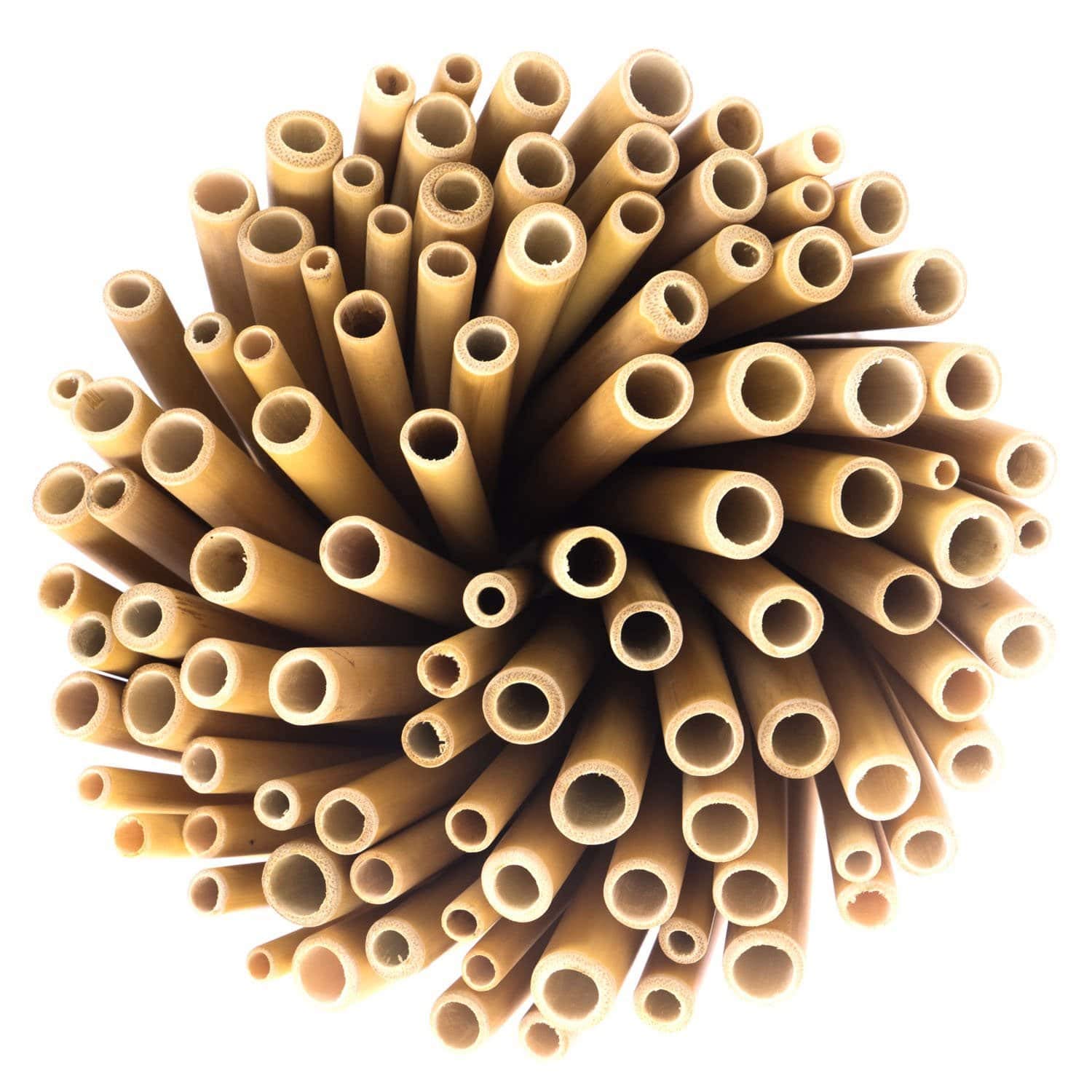 NJ Organic Bamboo Straws with Cleaning Brush 9 Inch,Biodegradable Reusable straw for Kids and Adults, Handcrafted Natural Alternative to Plastic, BPA Free Non-Toxic and No Inks Dyes Straws