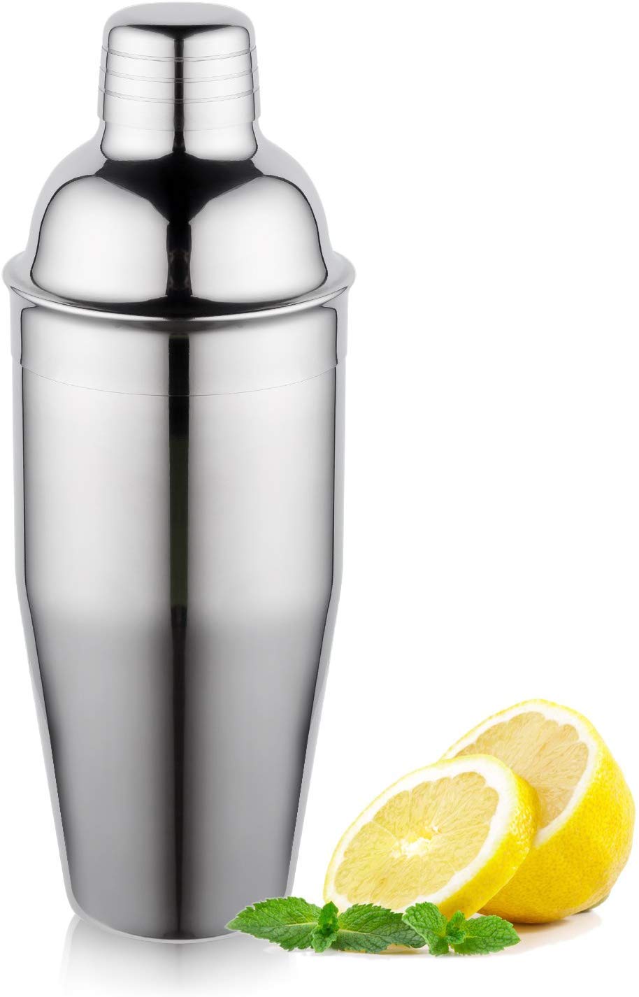 NJ Cocktail Shaker Bar Tool Set, Stainless Steel Martini Shaker, Mixing Spoon, Muddler, Peg Measurer Jigger, Liquor Pourers with Dust Caps, Professional Bar Tools: 8 Pcs Set