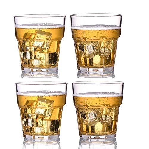 NJ Unbreakable Drinking Glasses 180 ml, 100% Polycarbonate Tumbler for Water Juice Beer and Cocktail, BPA-Free, Shatterproof Drinking Glassware: 4 Pcs Set