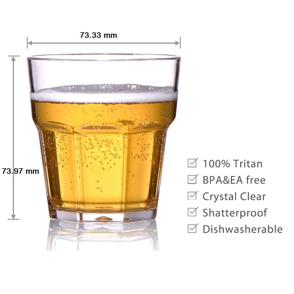NJ Unbreakable Drinking Glasses 180 ml, 100% Polycarbonate Tumbler for Water Juice Beer and Cocktail, BPA-Free, Shatterproof Drinking Glassware: 4 Pcs Set