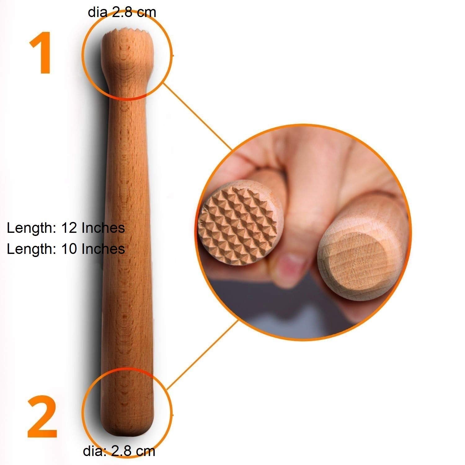 NJ Cocktail Muddler 8" and Mixing Spoon Set, Bar Cocktail Muddler, Spiral Stirrer 11" Long Spiral Handle to Create Refreshing Drinks, Bar Spoon Stirrer, Cocktail Spoon, Bartender Tools: 2 Pcs