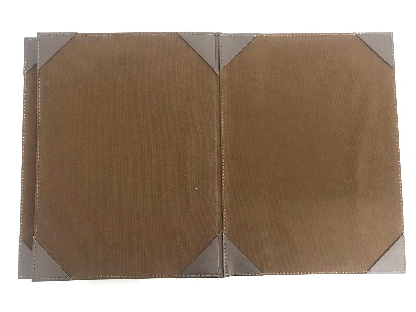 NJ Restaurant Leather Menu Covers Holders 9x12" Inches, 3 panel 4 view folder, Menu Presenters for Restaurants, Menu Folder Cover : Brown