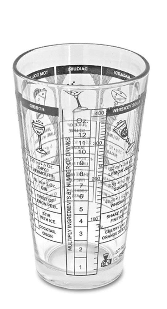 NJ Cocktail Mixing Glass with Recipes Mixing,Printed Recipes Mixing Cocktail Shaker Glass