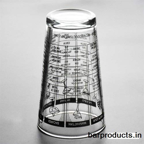 NJ Cocktail Mixing Glass with Recipes Mixing,Printed Recipes Mixing Cocktail Shaker Glass