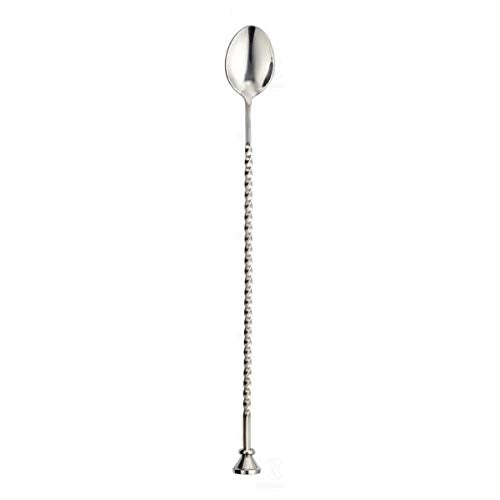NJ Premium Bar Stirrer Spoon Twisted with Muddler top, Long Spoon, Cocktail Mixing Spoon, Long Handle Stirring Spoon, Stainless Steel Cocktail Spoon, Bar Cocktail Shaker Spoon 11" Length : 1 Pc.