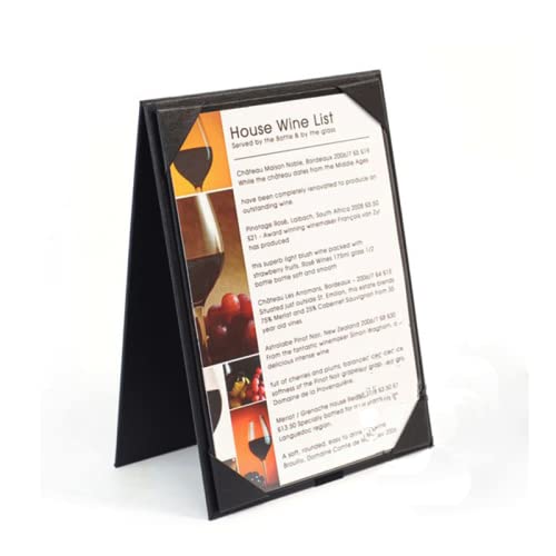 NJ Leather Menu Sign Display Stand for cafes bars or Restaurant Presenter, Menu Holder Menu Covers for Specials or Drinks A4 Size : Black