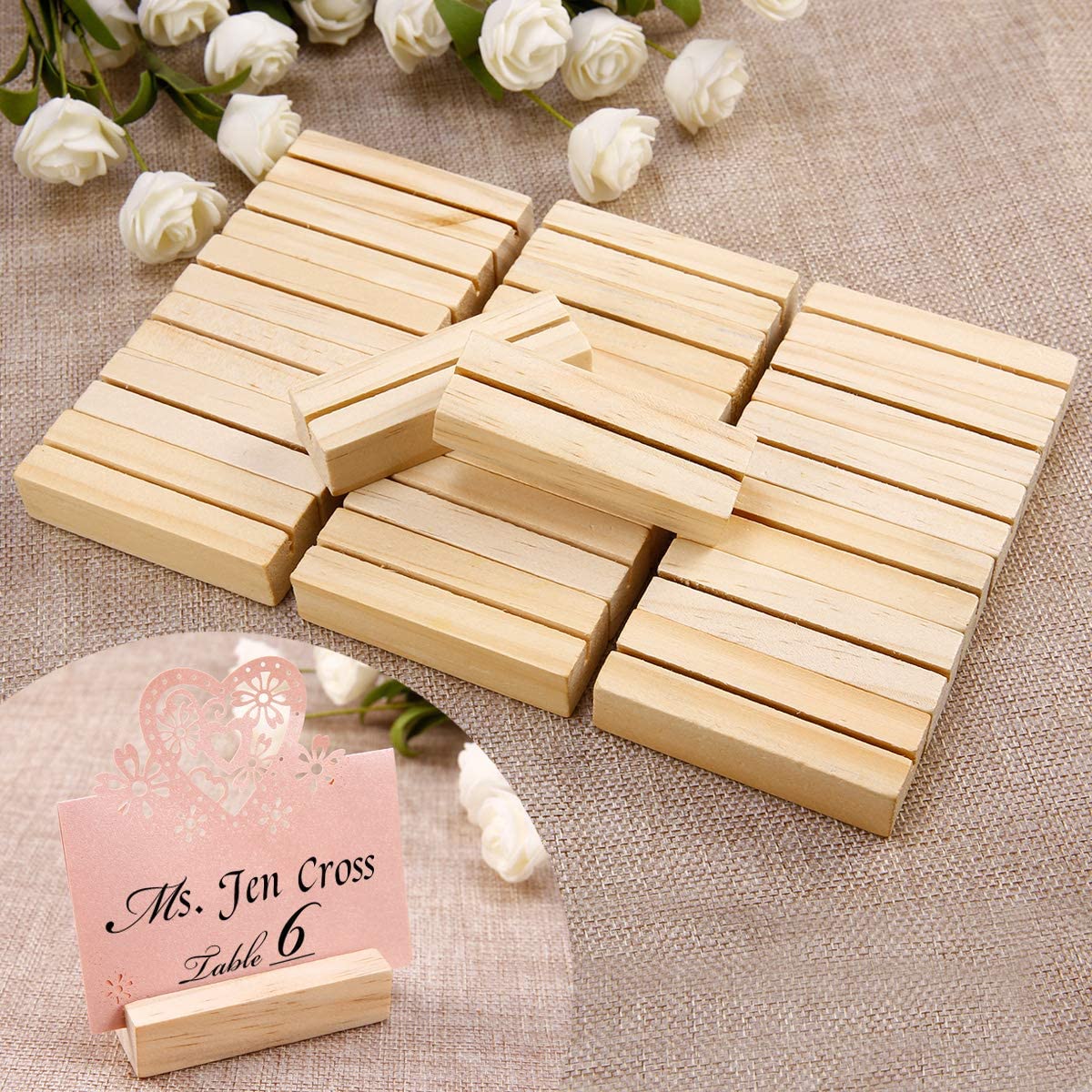 NJ Beech Wood Place Card Holder : 12.5 cm