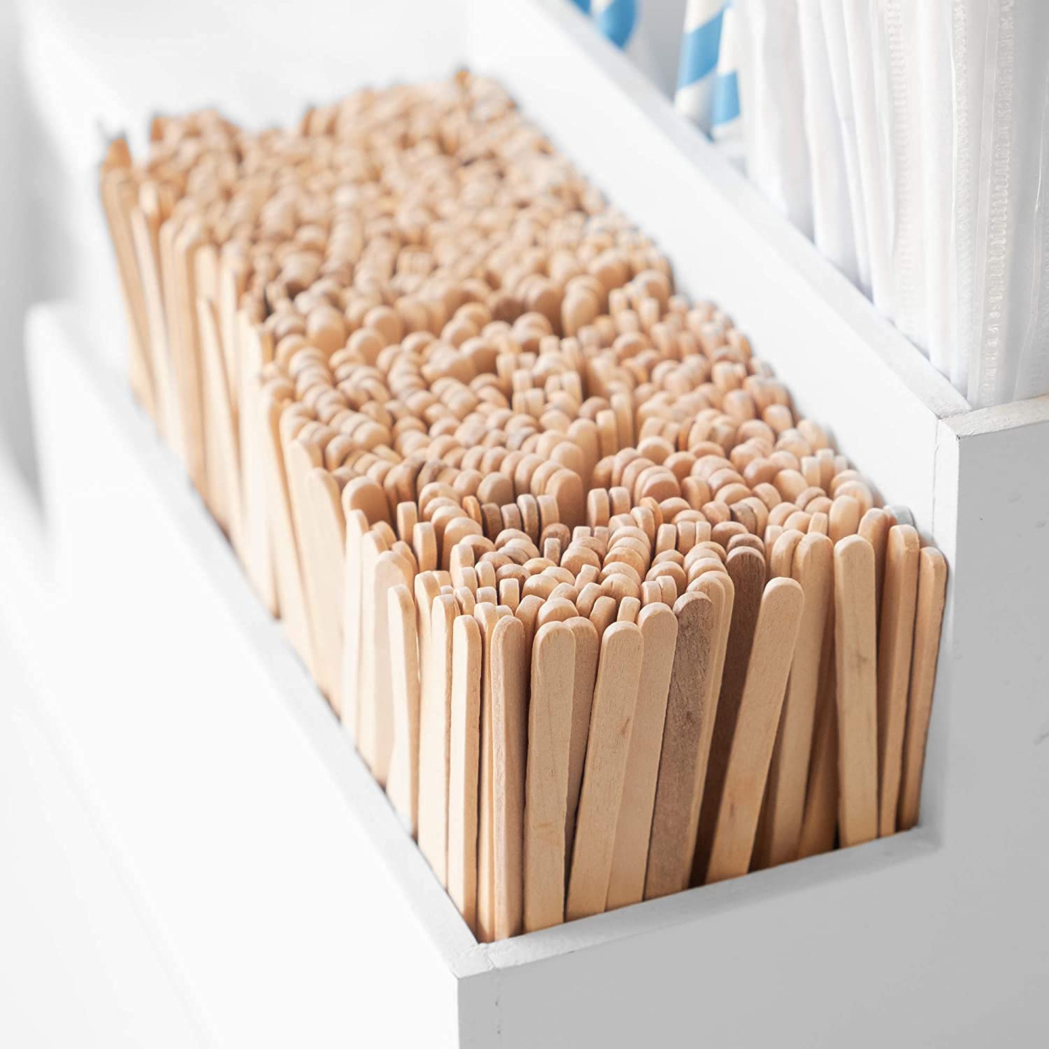 NJ Coffee Stir Sticks Wood Stirrers Disposable Drink Stirrers for Tea Beverages Wood Coffee Beverage Stirrers CoffeeSticks Tea Stirrer Beverage Stirrer Size 5.5 inch Length: 500 Pcs