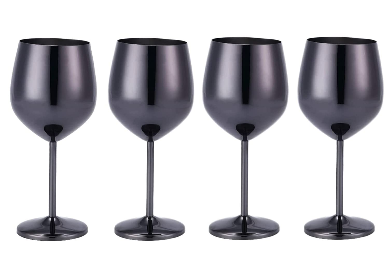 NJ Black Wine Glasses,Shatter Proof steel Unbreakable Wine Glass Goblets, Anniversary and Wedding - Elegant Black Drink ware for Cocktails Gift for Men and Women, Party Supplies - 350 ml: Set of 4 Pcs