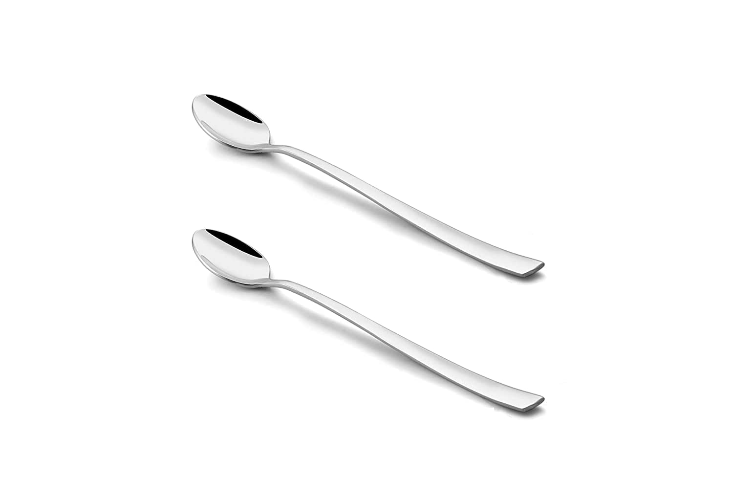 NJ Long Handle Iced Tea Spoon, Coffee Spoon, Ice Cream Spoon for Tall Glasses, Stainless Steel Cocktail Stirring Spoons, Soda Spoons, Extra Long Spoon, Milkshake Spoon: Set of 2